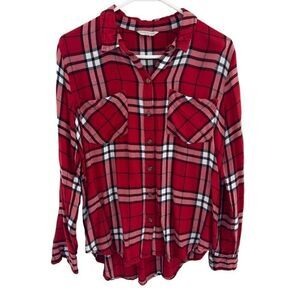 Lucky Brand Red Plaid Classic Western Long Sleeve Gorpcore Shirt Soft Cozy Sz L